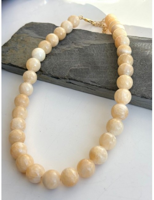 COLLAR BAÑADO EN ORO PIEDRA BLANCA