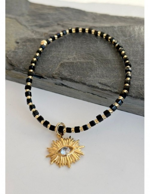 PULSERA BAÑADA EN ORO DIJE DE OJO