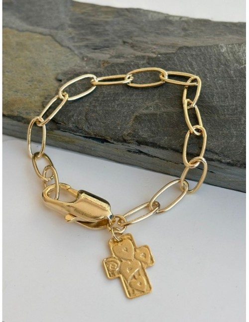 PULSERA BAÑADA EN ORO CRUZ