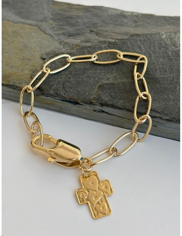 PULSERA BAÑADA EN ORO CRUZ