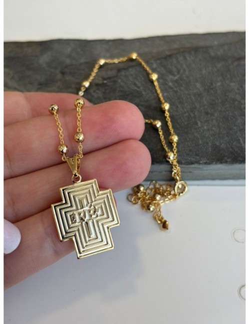 COLLAR BAÑADO EN ORO DIJE CRUZ