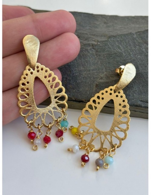 AROS BAÑADOS EN ORO CRISTALES