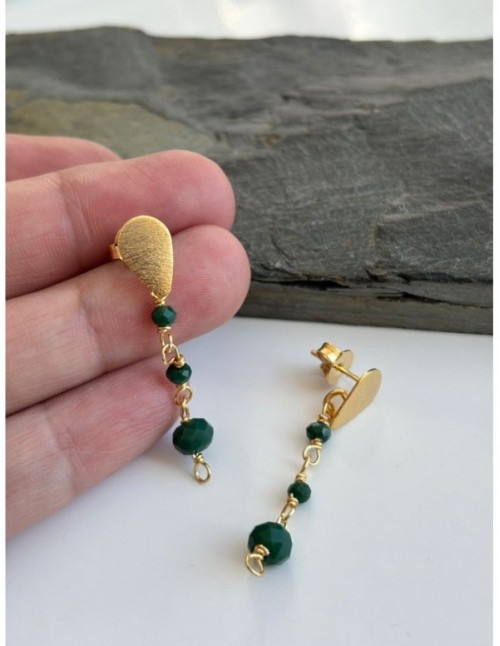 AROS BAÑADOS EN ORO CRISTAL VERDE