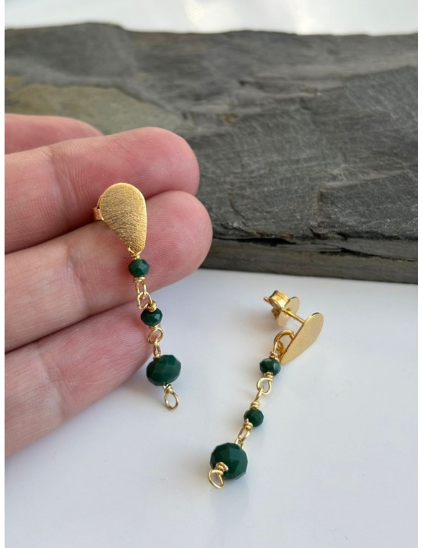 AROS BAÑADOS EN ORO CRISTAL VERDE