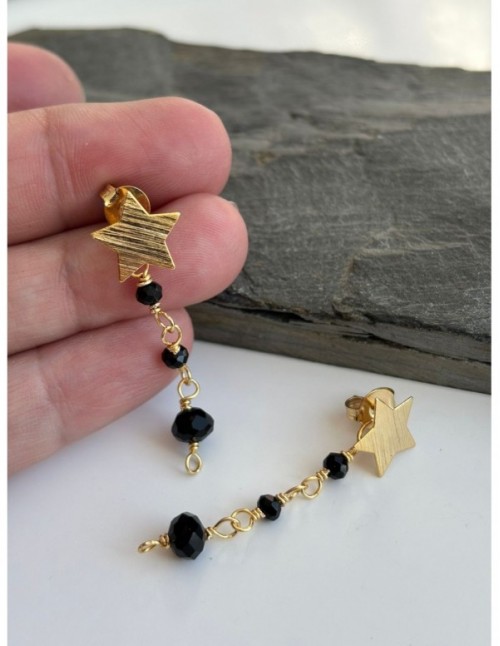 AROS BAÑADOS EN ORO CRISTAL NEGRO
