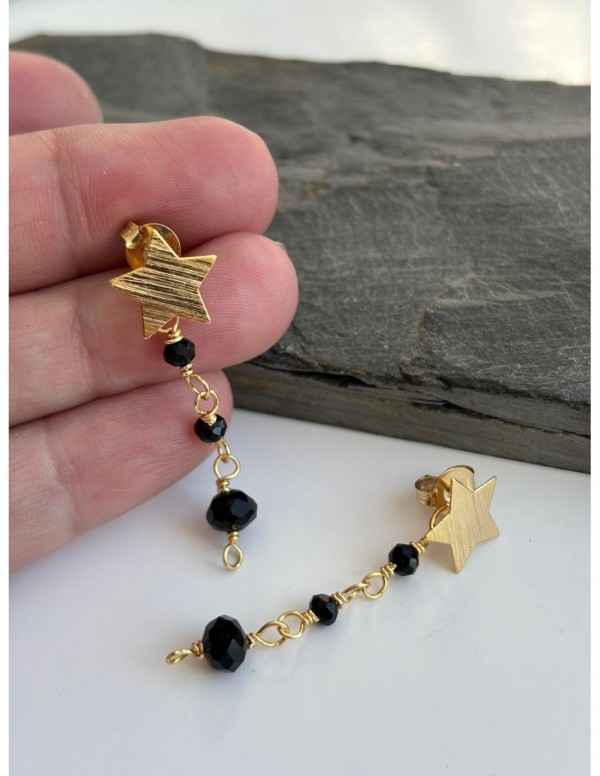 AROS BAÑADOS EN ORO CRISTAL NEGRO