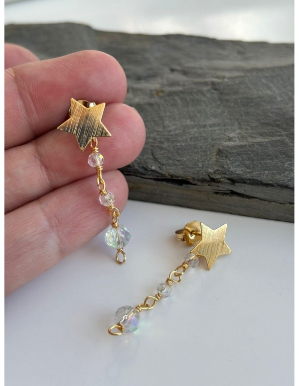 AROS BAÑADOS EN ORO CRISTAL TRASPARENTE