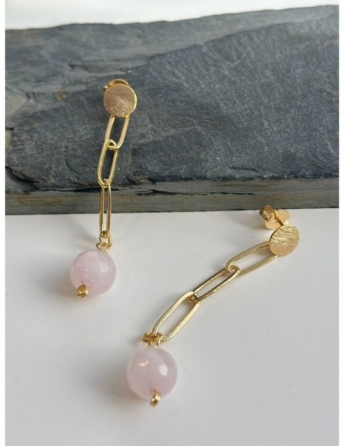 AROS BAÑADOS EN ORO PIEDRA ÁGATA PALO ROSA
