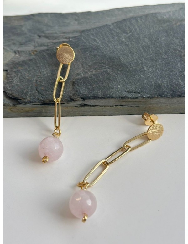 AROS BAÑADOS EN ORO PIEDRA ÁGATA PALO ROSA