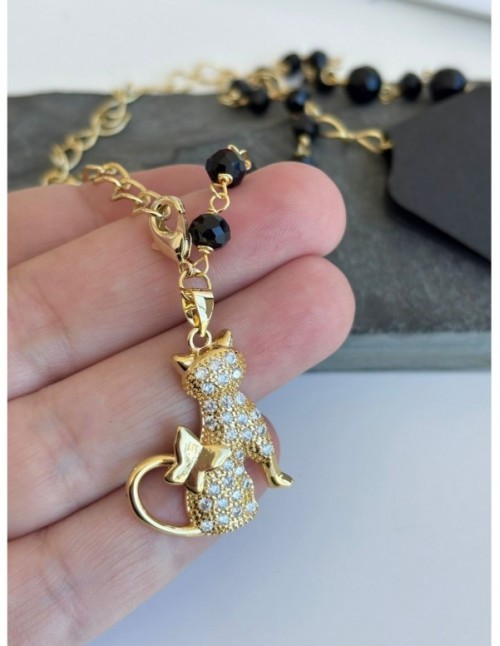 COLLAR BAÑADO EN ORO GATO
