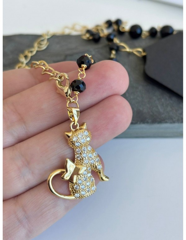 COLLAR BAÑADO EN ORO GATO