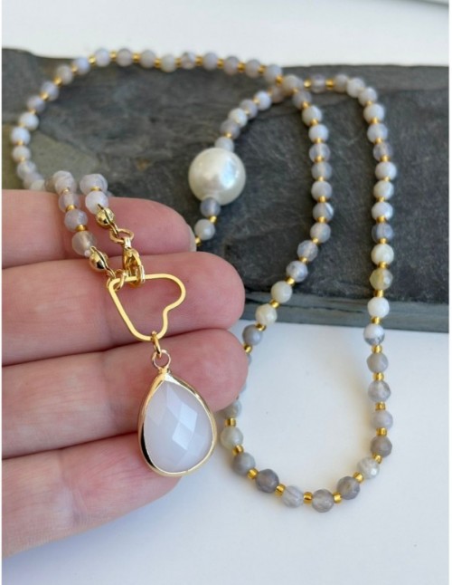 COLLAR BAÑADO EN ORO CRISTAL BLANCO