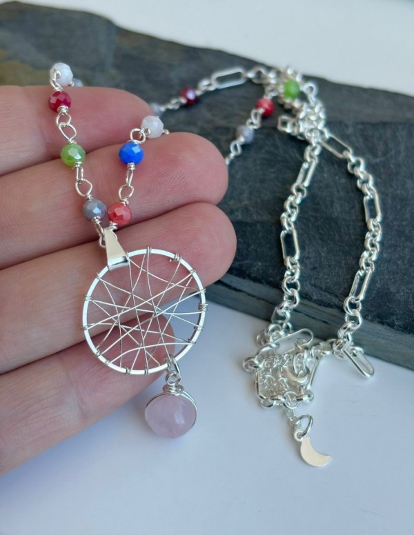 COLLAR 50+5cms BAÑADO EN PLATA CRISTALES 3mm