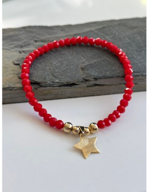 PULSERA BAÑADA EN ORO CRISTALES ROJOS