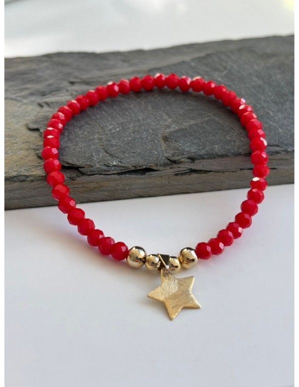 PULSERA BAÑADA EN ORO CRISTALES ROJOS