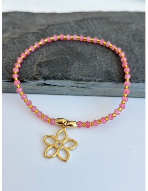PULSERA BAÑADA EN ORO CRISTAL ROSADO