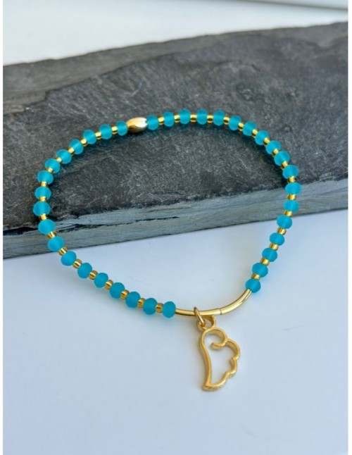 PULSERA BAÑADA EN ORO CRISTAL CELESTE