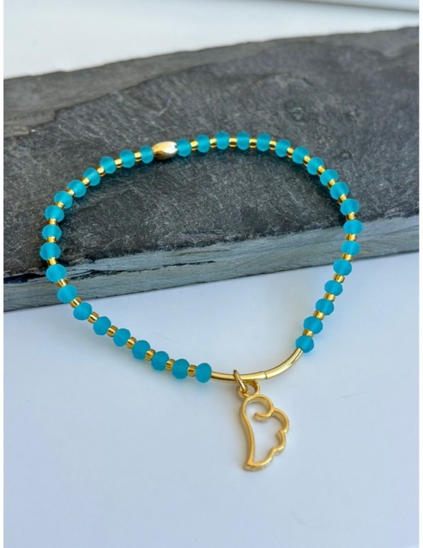 PULSERA BAÑADA EN ORO CRISTAL CELESTE