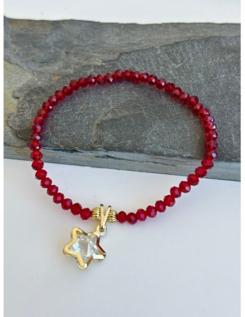 PULSERA BAÑADA EN ORO CRISTALES ROJOS