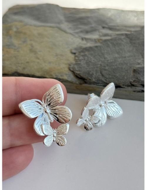 AROS BAÑADOS EN PLATA MARIPOSAS