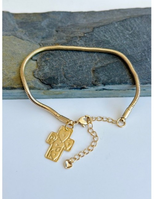 PULSERA BAÑADA EN ORO CRUZ