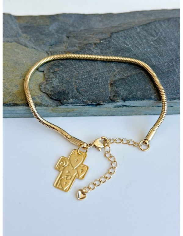 PULSERA BAÑADA EN ORO CRUZ