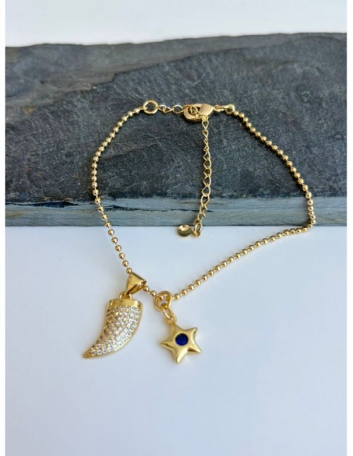 PULSERA BAÑADA EN ORO ESTRELLA NEGRA