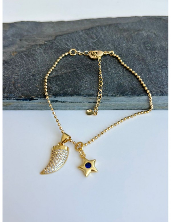 PULSERA BAÑADA EN ORO ESTRELLA NEGRA