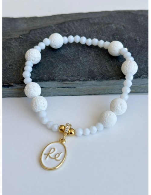 PULSERA BAÑADA EN ORO DIJE BLANCO