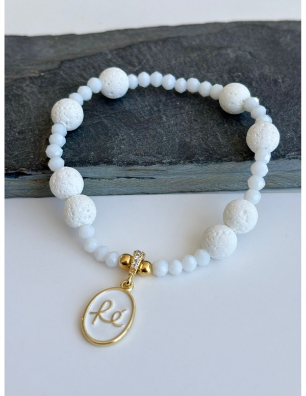 PULSERA BAÑADA EN ORO DIJE BLANCO