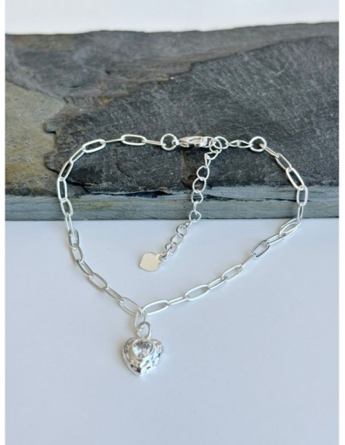 PULSERA BAÑADA EN PLATA CORAZON