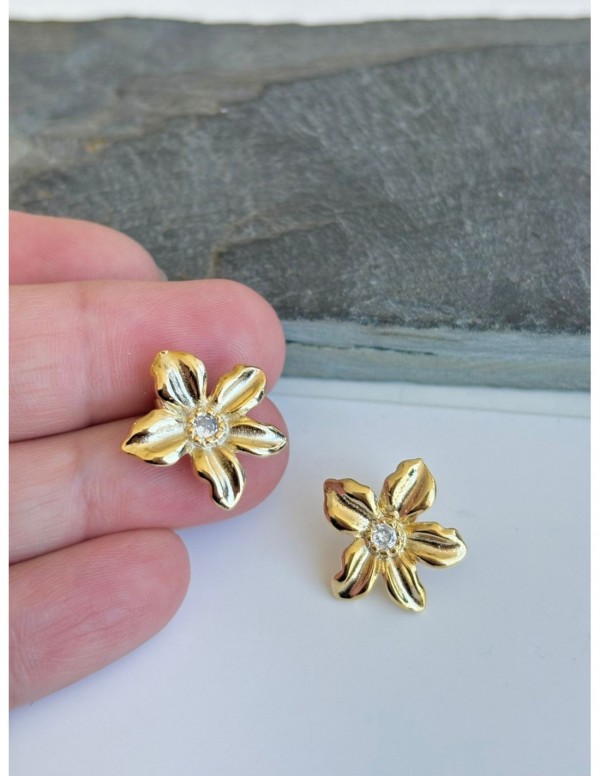 AROS BAÑADOS EN ORO FLOR