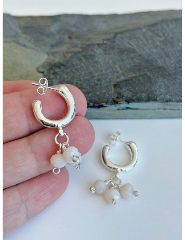 AROS BAÑADOS EN PLATA CRISTAL BLANCO