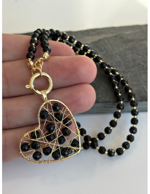 COLLAR BAÑADO EN ORO PIEDRA BLANCA