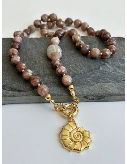 COLLAR BAÑADO EN ORO DIJE CARACOLA