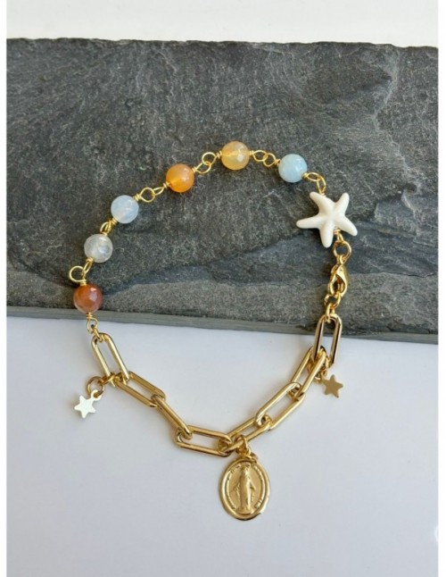 PULSERA BAÑADA EN ORO DIJE RELIGIOSO