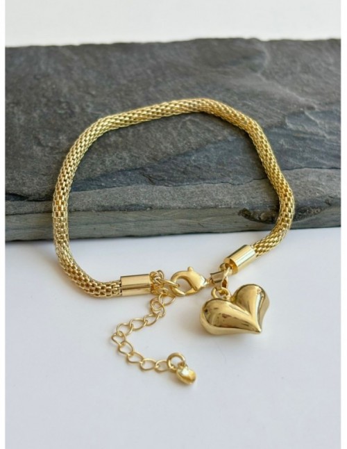PULSERA BAÑADA EN ORO DIJE CORAZON
