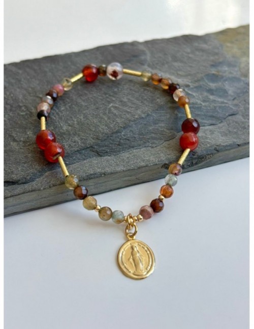 PULSERA BAÑADA EN ORO DIJE RELIGIOSO