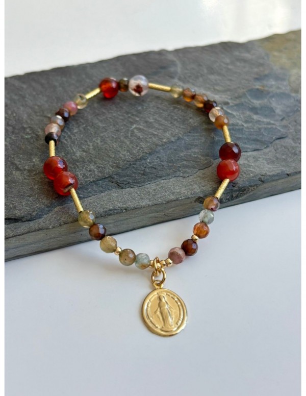PULSERA BAÑADA EN ORO DIJE RELIGIOSO