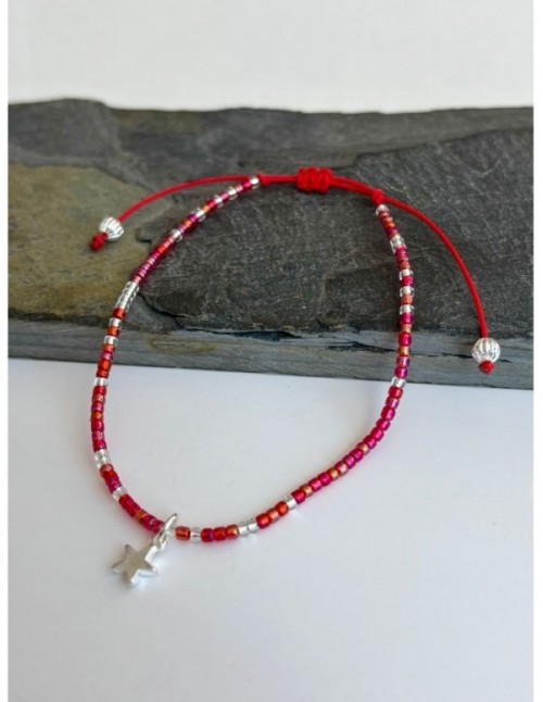 PULSERA BAÑADA EN PLATA ROJO