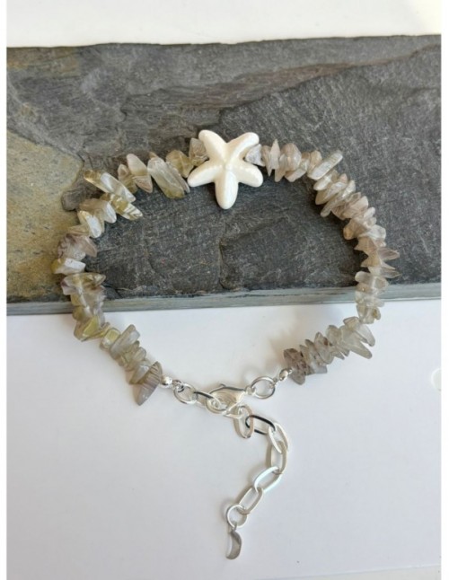 PULSERA BAÑADA EN PLATA ESTRELLA BLANCA