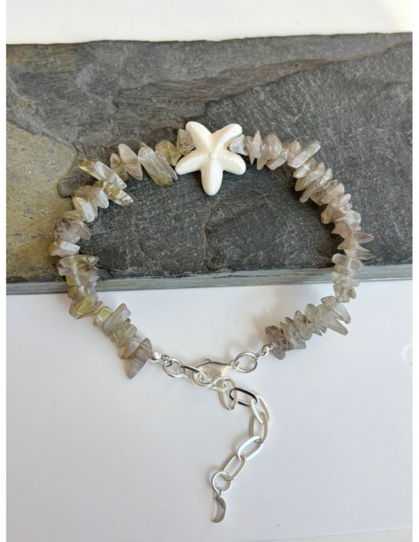 PULSERA BAÑADA EN PLATA ESTRELLA BLANCA