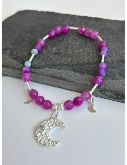 PULSERA BAÑADA EN PLATA PIEDRA MORADA