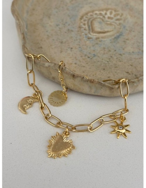 PULSERA BAÑADA EN ORO CORAZON