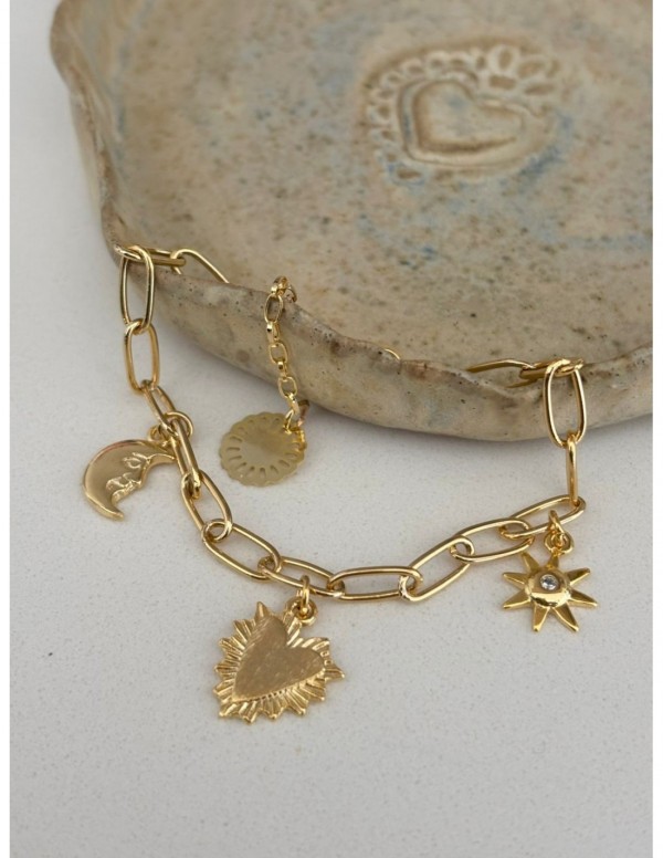 PULSERA BAÑADA EN ORO CORAZON