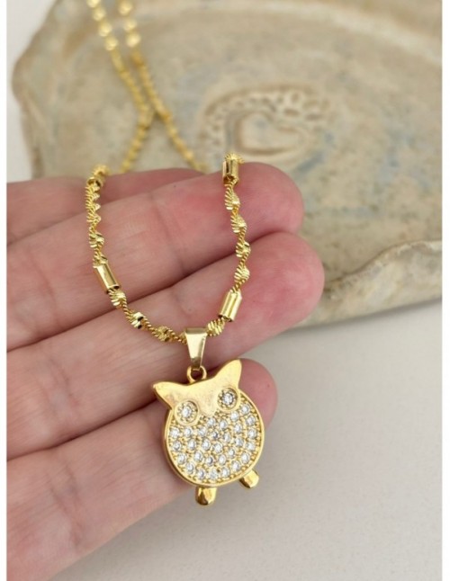 COLLAR BAÑADO EN ORO DIJE BUHO