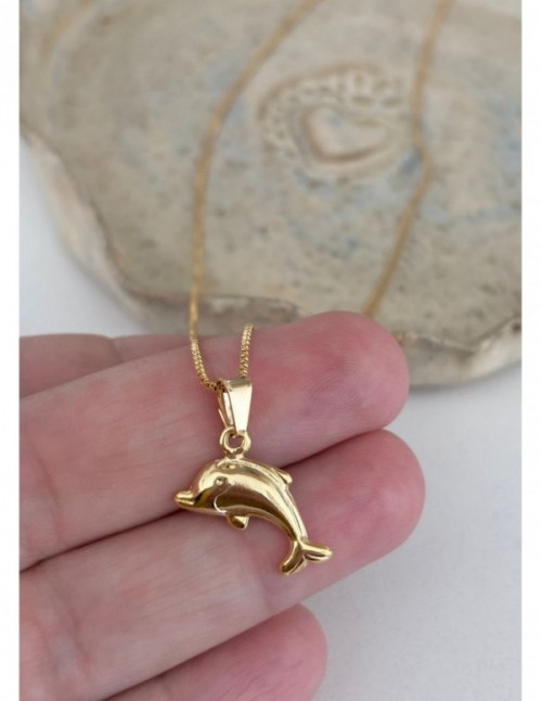 COLLAR BAÑADO EN ORO DIJE DELFIN