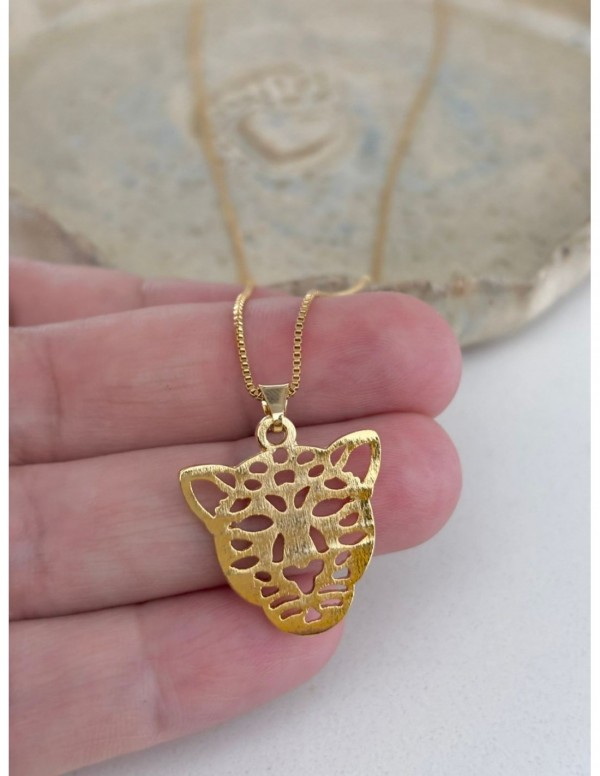 COLLAR BAÑADO EN ORO DIJE PANTERA