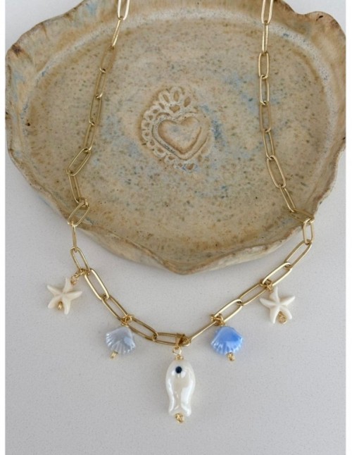 COLLAR BAÑADO EN ORO DIJES DE MAR