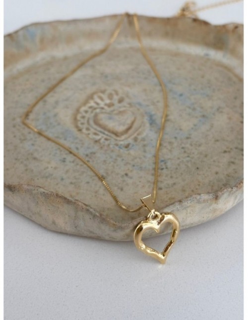 COLLAR BAÑADO EN ORO DIJE CORAZON 45+5CMS